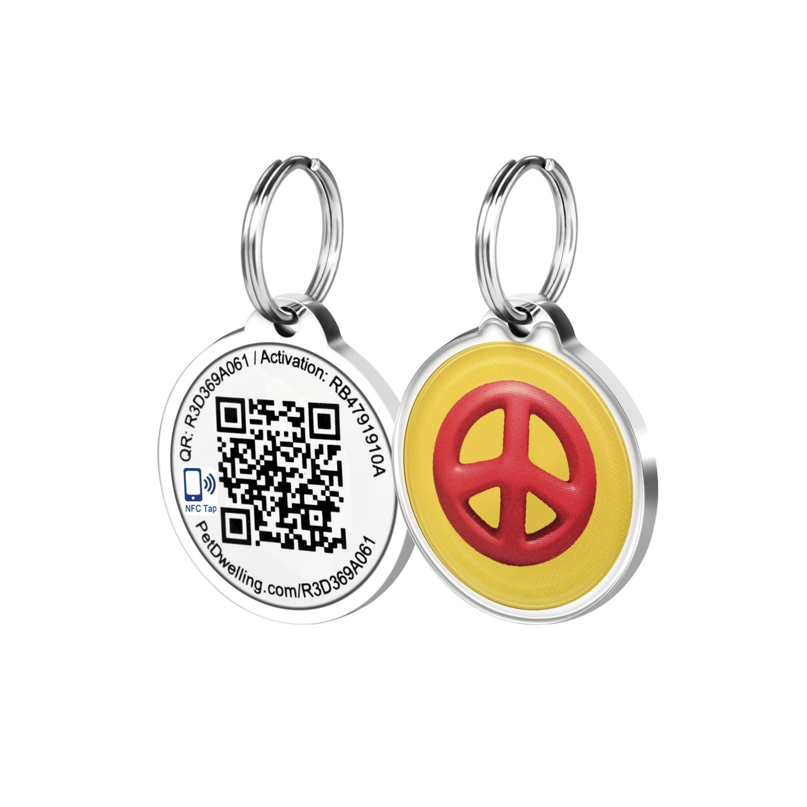 Symbols QR NFC Pet Tag Easy Scan Instant Location Alerts Smart Profile Dog