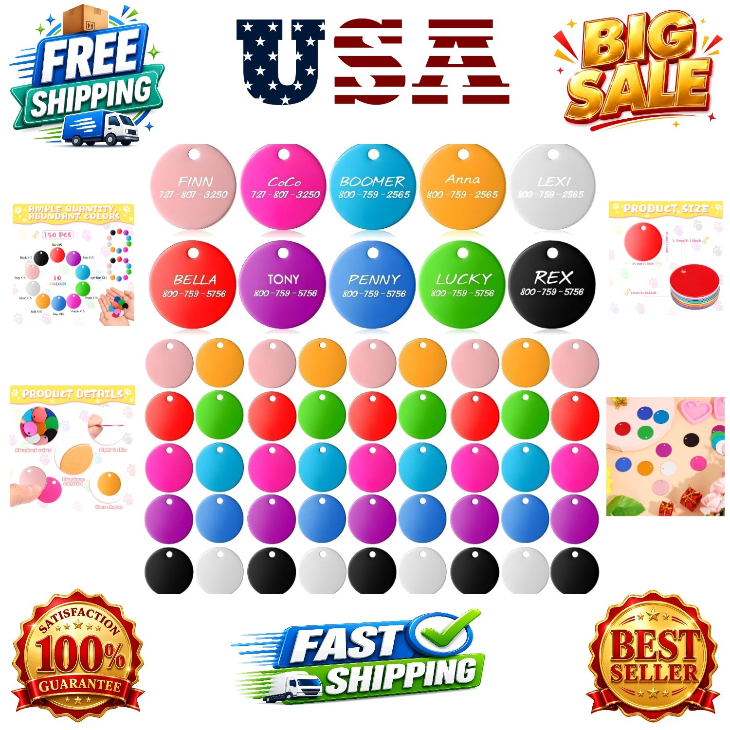 100 Pcs Blank Dog Pet Tags Bulk for Engraving 25 mm Aluminum Round Discs Smoo…