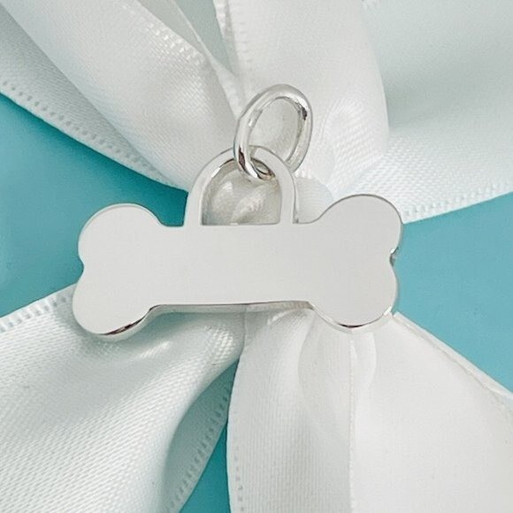Tiffany & Co Dog Bone Pet ID Tag in Sterling Silver Engravable Charm or Pendant