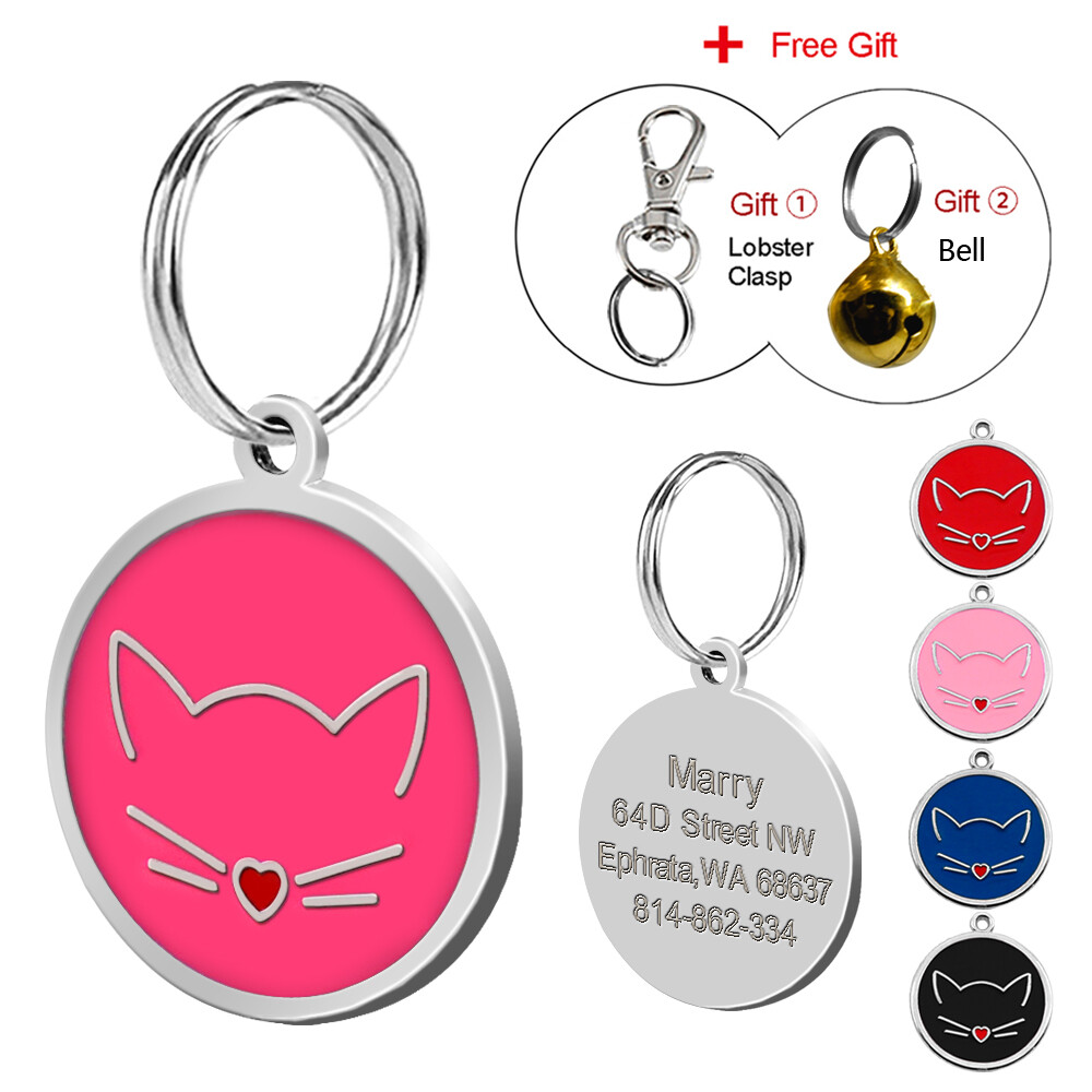 Bling Glitter Paw Round Personalized Dog ID Tags Disc Engraved Puppy Pet Dog Tag