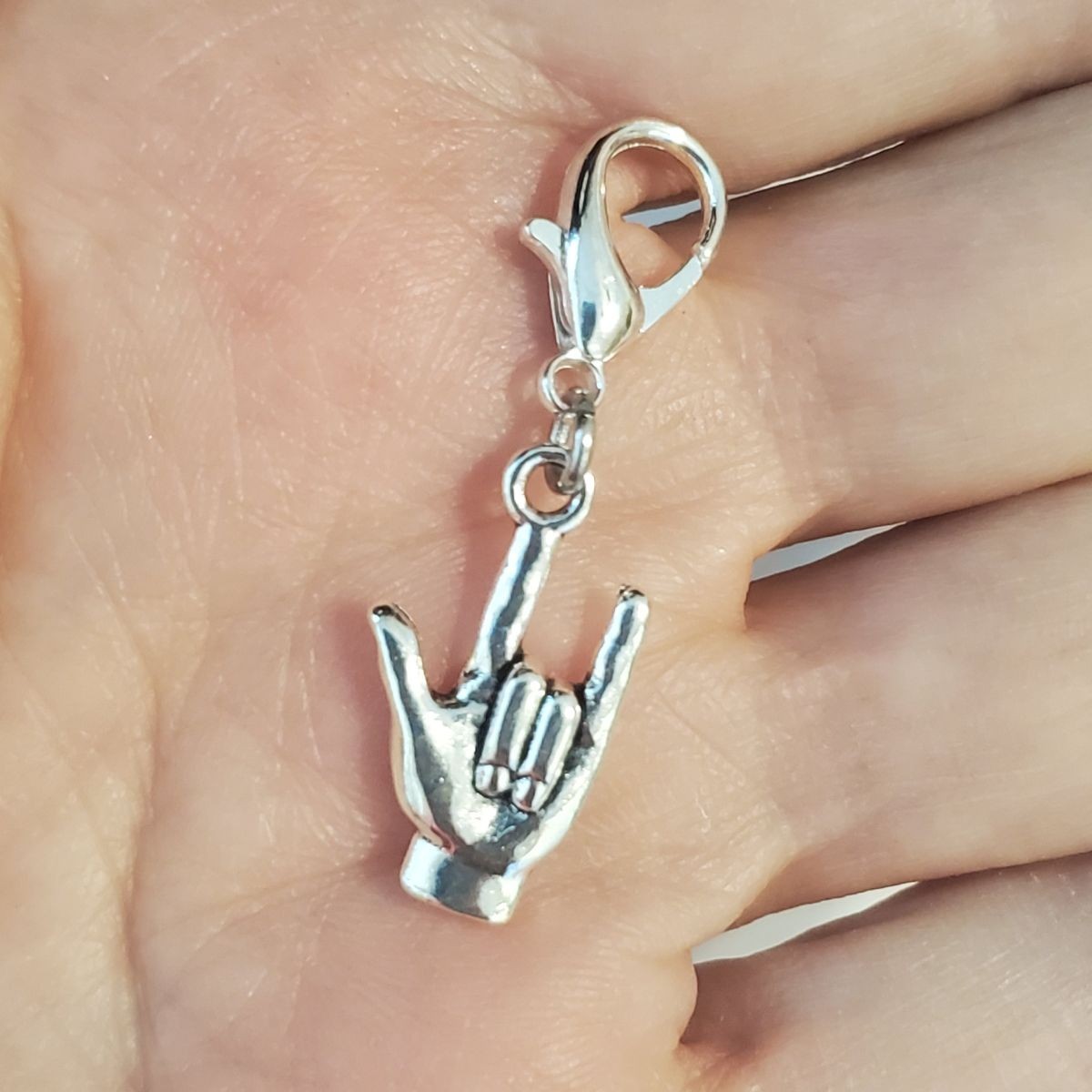 ASL SIGN LANGUAGE CHARM I LOVE YOU ZIPPER PULL CLASP PURSE BAG WALLET JACKET ETC