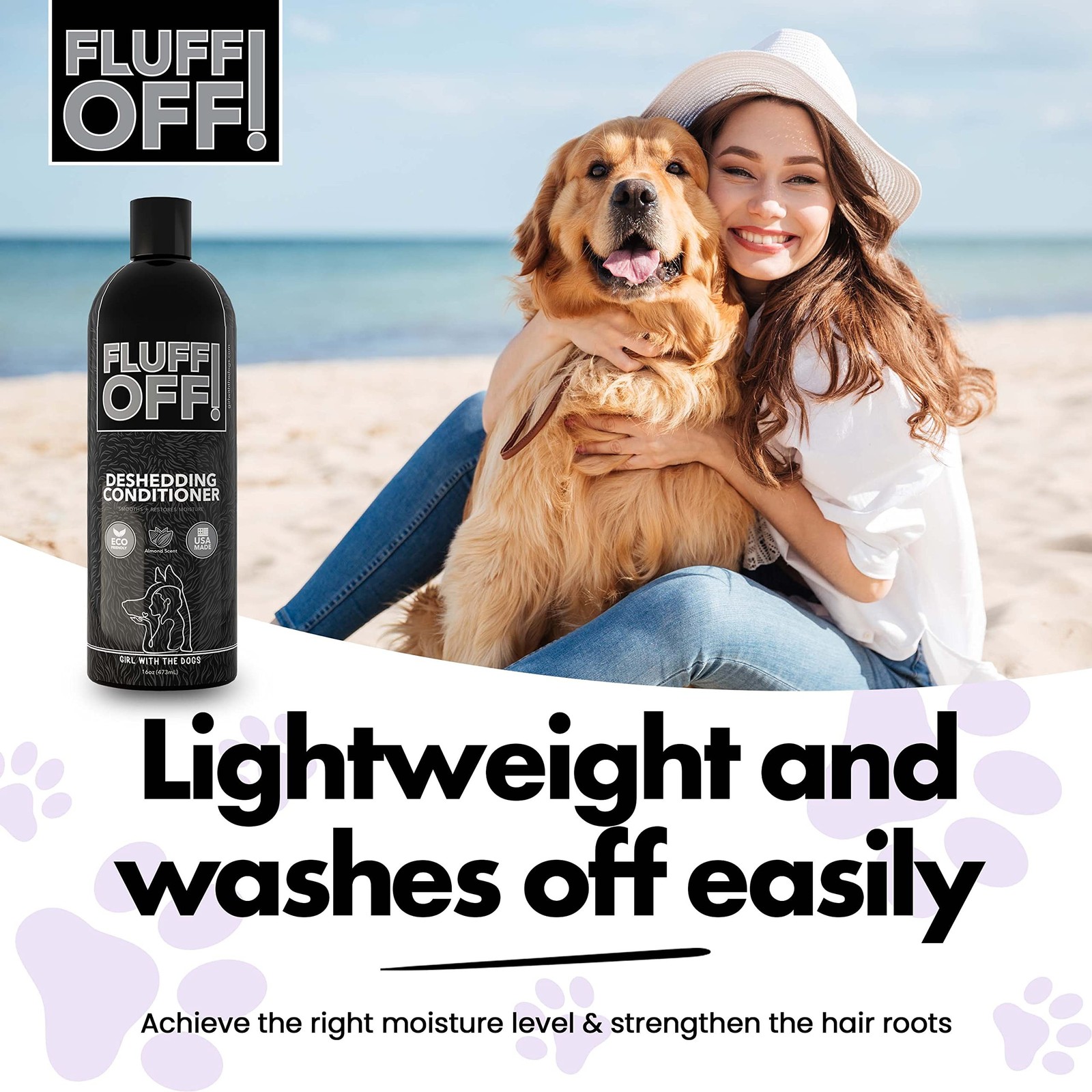 Fluff Off! by Girl With The Dogs, Natural Deshedding Dog & Cat Conditioner 16…
