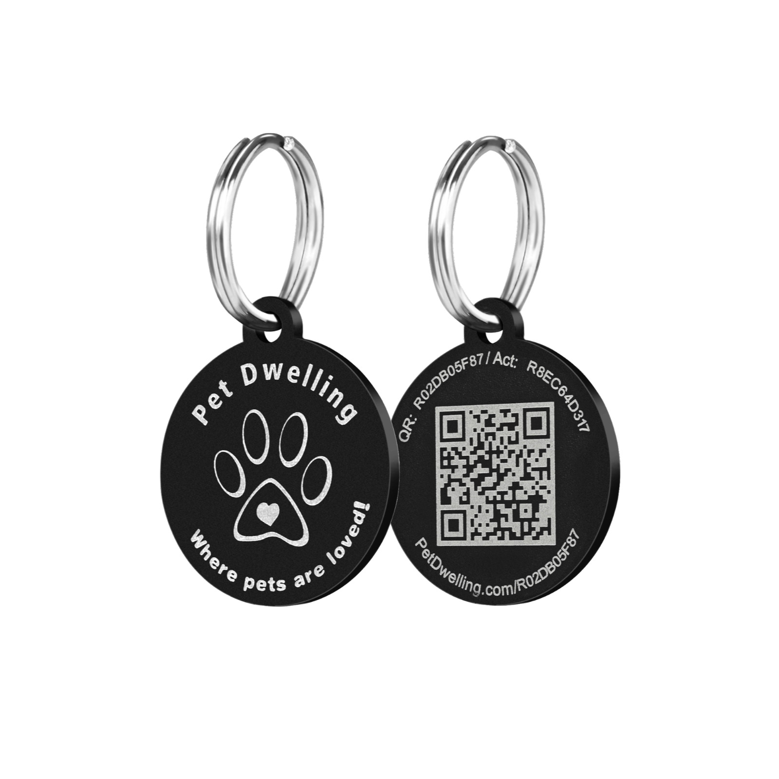 Pet Dwelling Metallic Alloy QR Code Pet ID Tags: Instant Access & Scan GPS Alert
