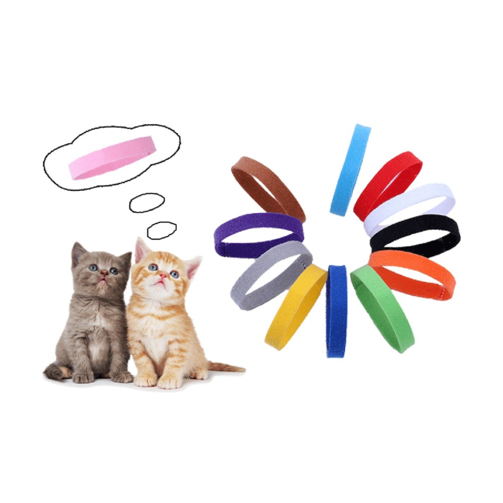 15Pcs Adhesive Solid Color Puppy Id Collars Durable Adjustable Pet Id Bands