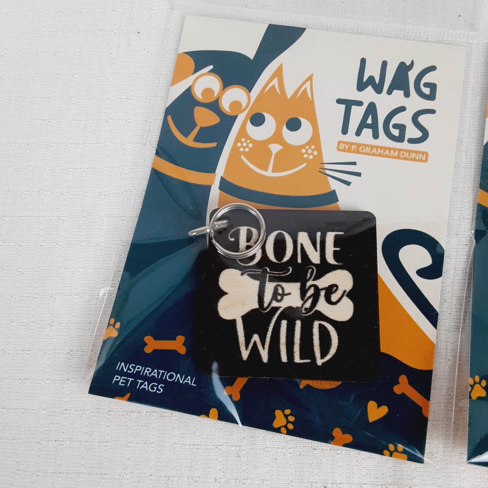 P Graham Dunn WAG TAGS Pet Collar Charms Wooden Square 1.5″ Set of 3 Assorted