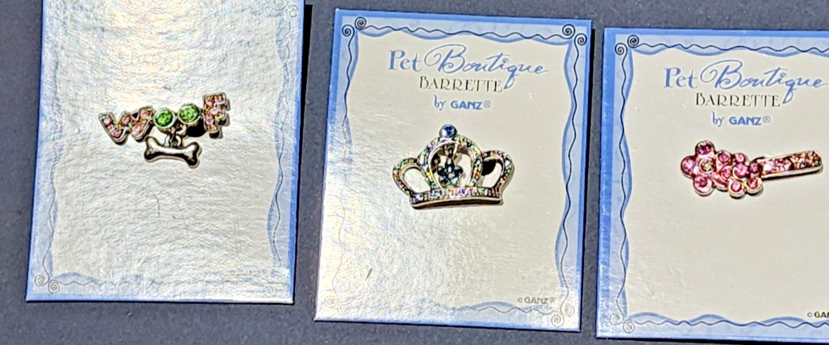 Pet Boutique Rhinestone 1″ Barrette by GANZ Love your Fur Baby 3 Pc Lot