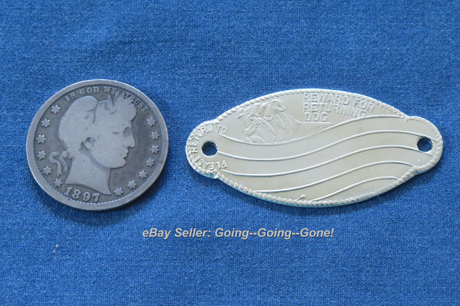 ANTIQUE DOG TAG DOG COLLAR CHARM ID TAG SHIELD SHAPE RETURN TO BRASS LATE 1800’s