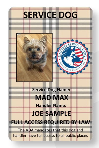 Burberry Service Dog/Emotional support/Therapy Dog ID card
