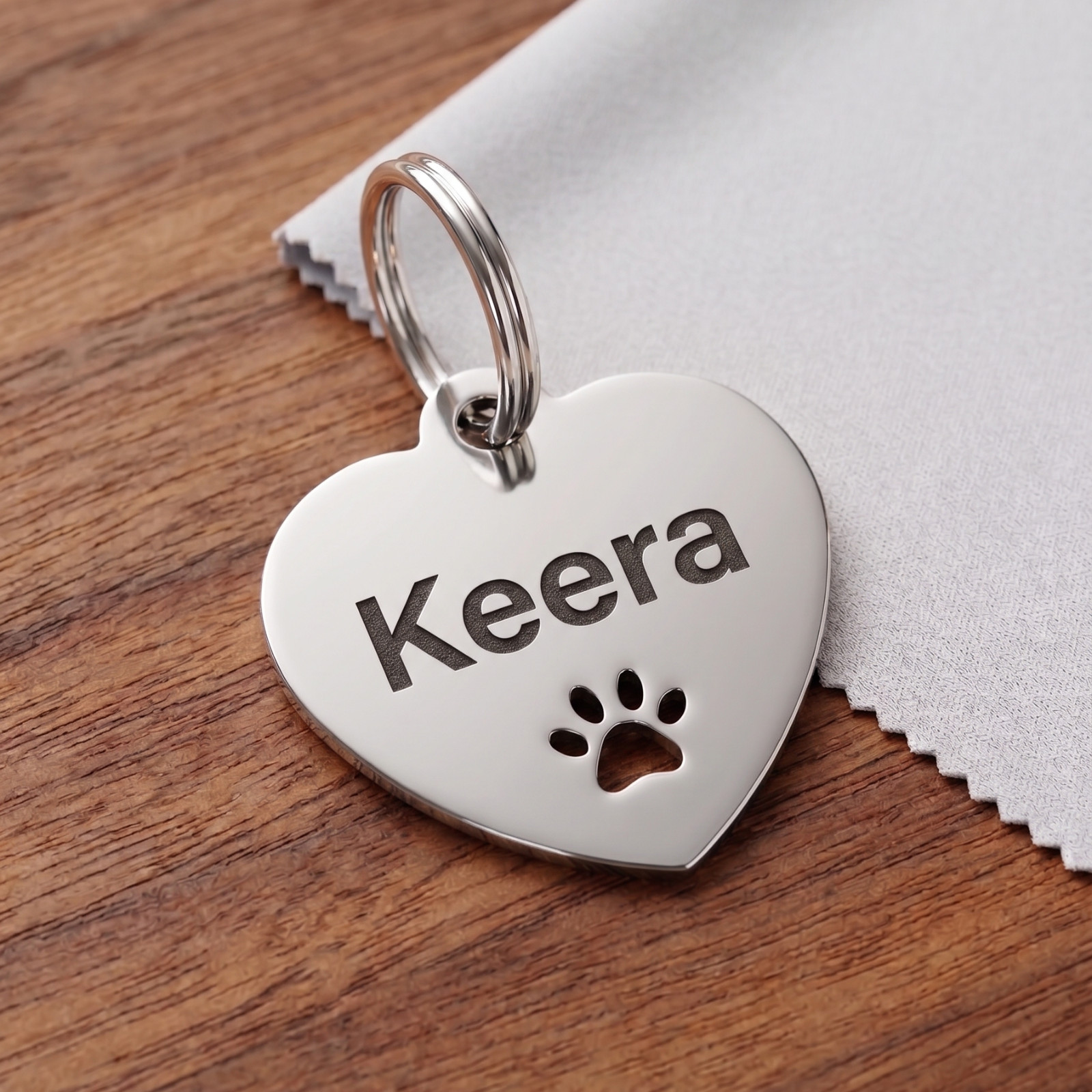 Custom Heart Paw Cutout ID Tag Engraved Placa Perro Gato Stainless 3 Sizes USA