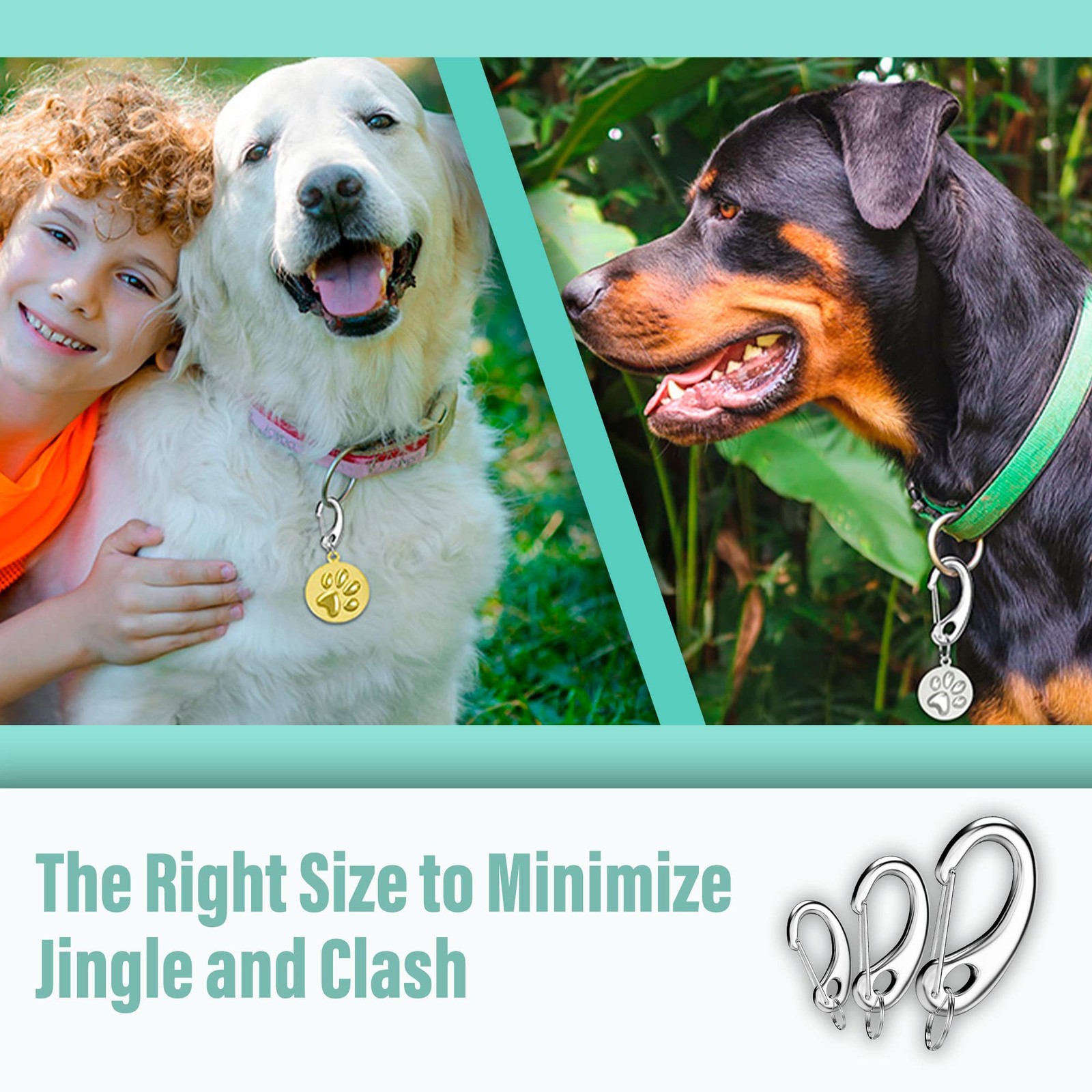 4 PCS Stainless Steel Dog Tag Quick Clip Combo Standard Pet Tag Holder