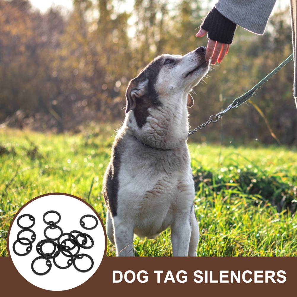 15Pcs Thick Silicone Dog Tag Silencers Black Circle Clamp for Noise Reduction