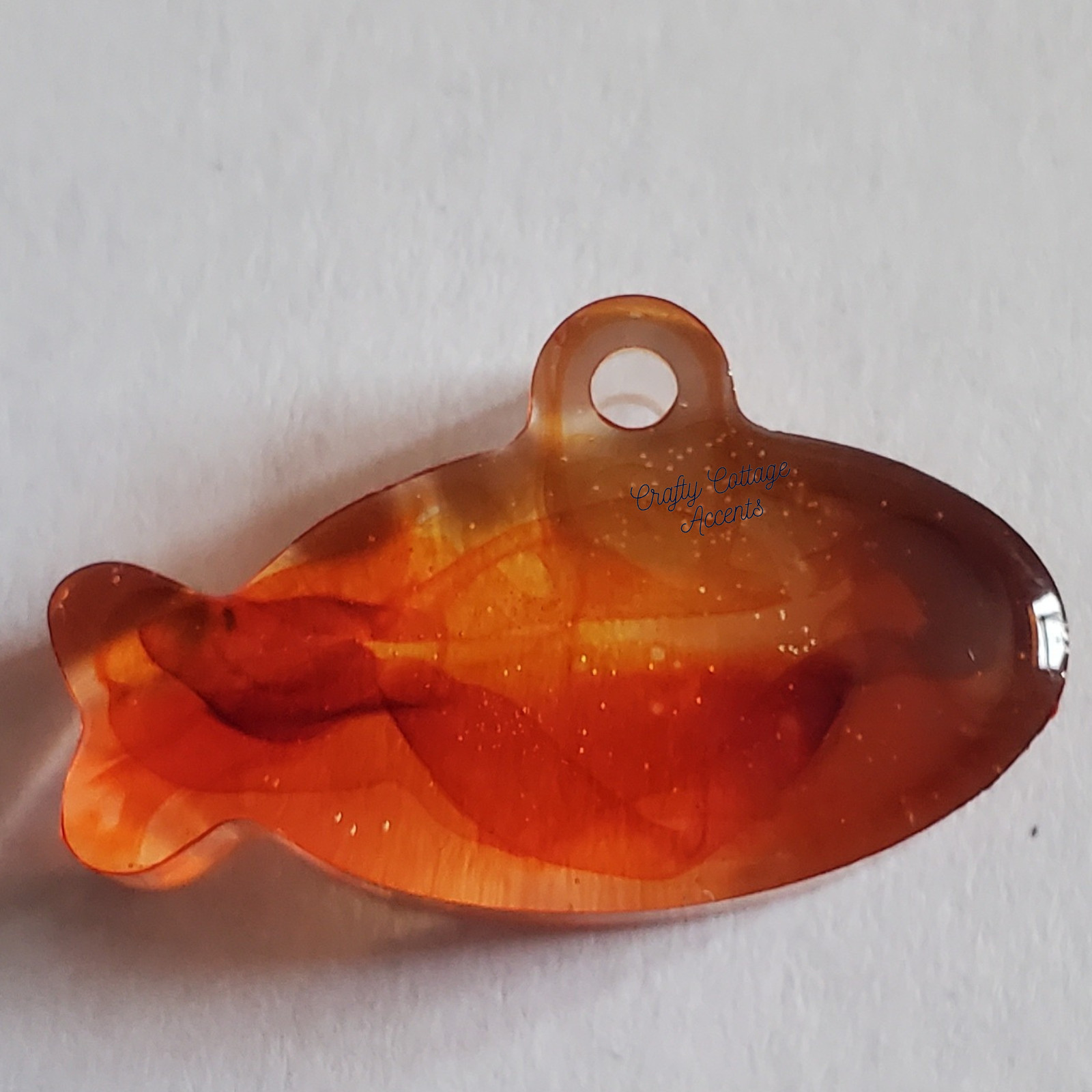 Handmade Resin Pet Cat Tag Collar Charm Orange Goldfish Accessory Gift