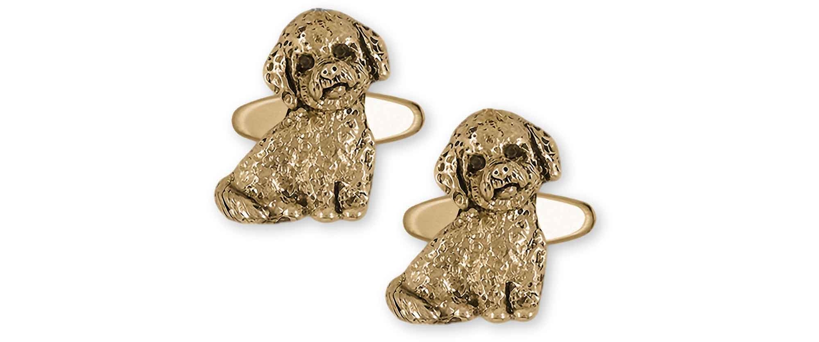 Poochon Cufflinks 14k Yellow Gold Handmade Bichapoo Jewelry PC1-CLG