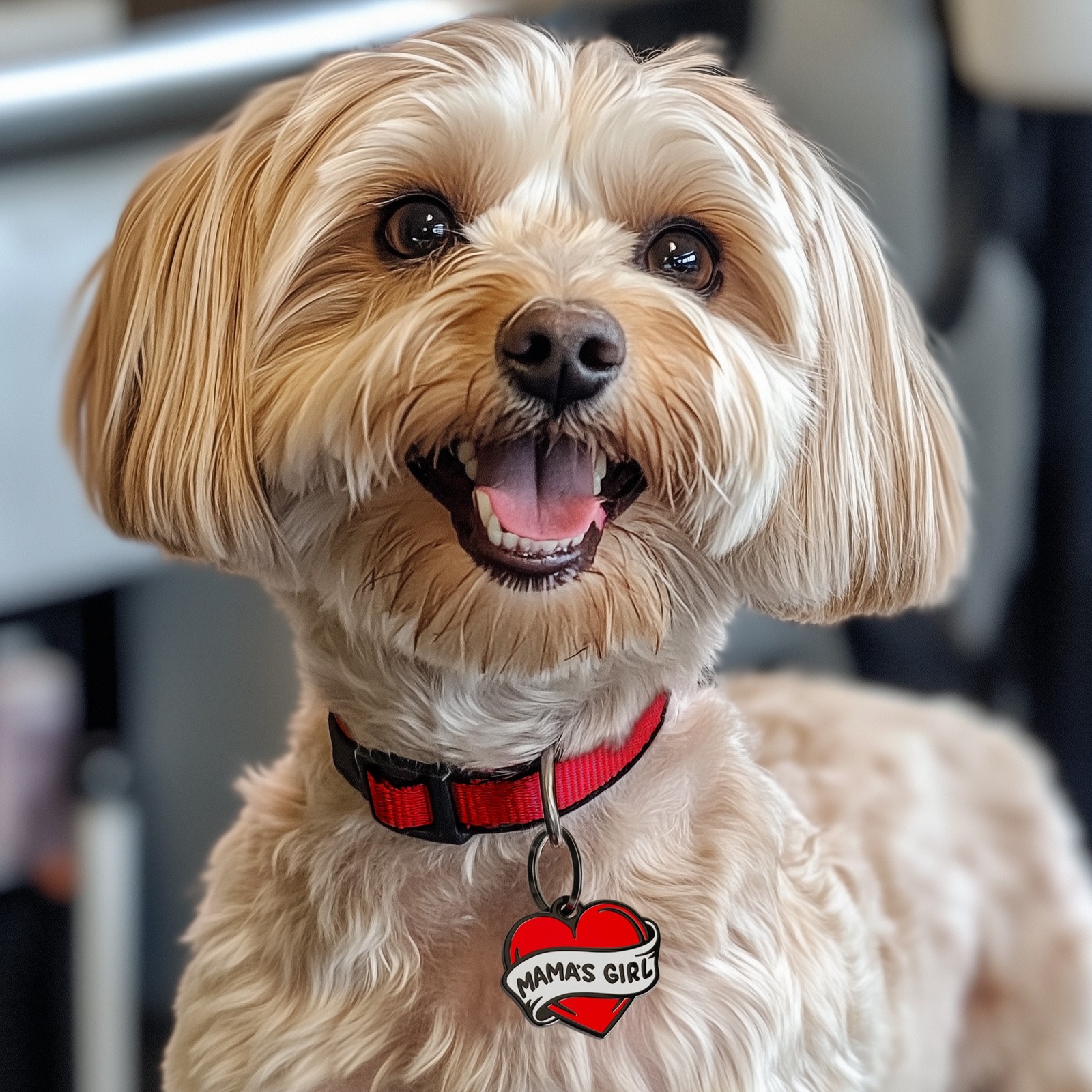 Mama’s Girl Dog Tag, Tattoo Red Heart Pet ID Tag, Dog Tags for Dogs, Funny Gift