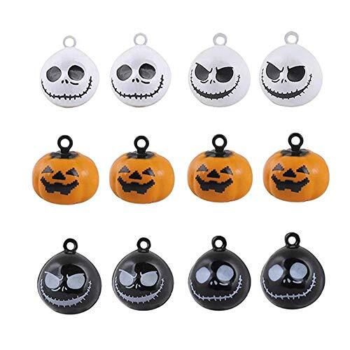 Kiddale 12Pcs Pumpkin Bells Halloween Ghost Skull Bells Pet Collar Charm Bells
