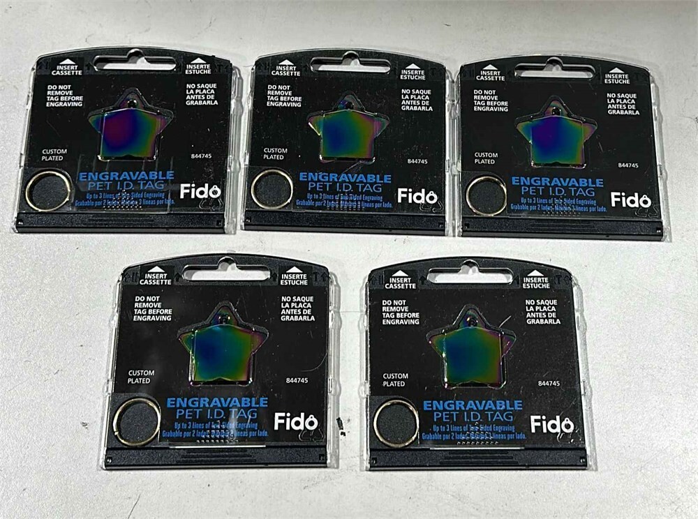 Fido Hillman Engravable Pet ID Tags, STAR SHAPED – 5 Pack