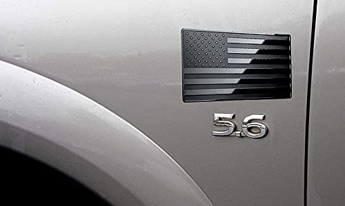 USA Embossed Stainless Steel Metal Flag for Cars, Trucks 5″x3″ Black
