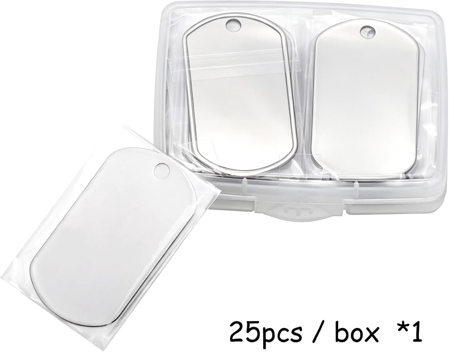 25 Shiny Stainless Steel Military spec Dog Tags – BLANK