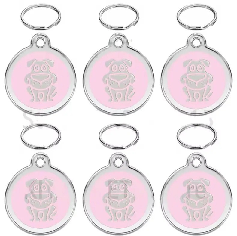 DOG Design Front PET ID Tag Engraved Custom CAT DOG Collar Tag | Ring Include
