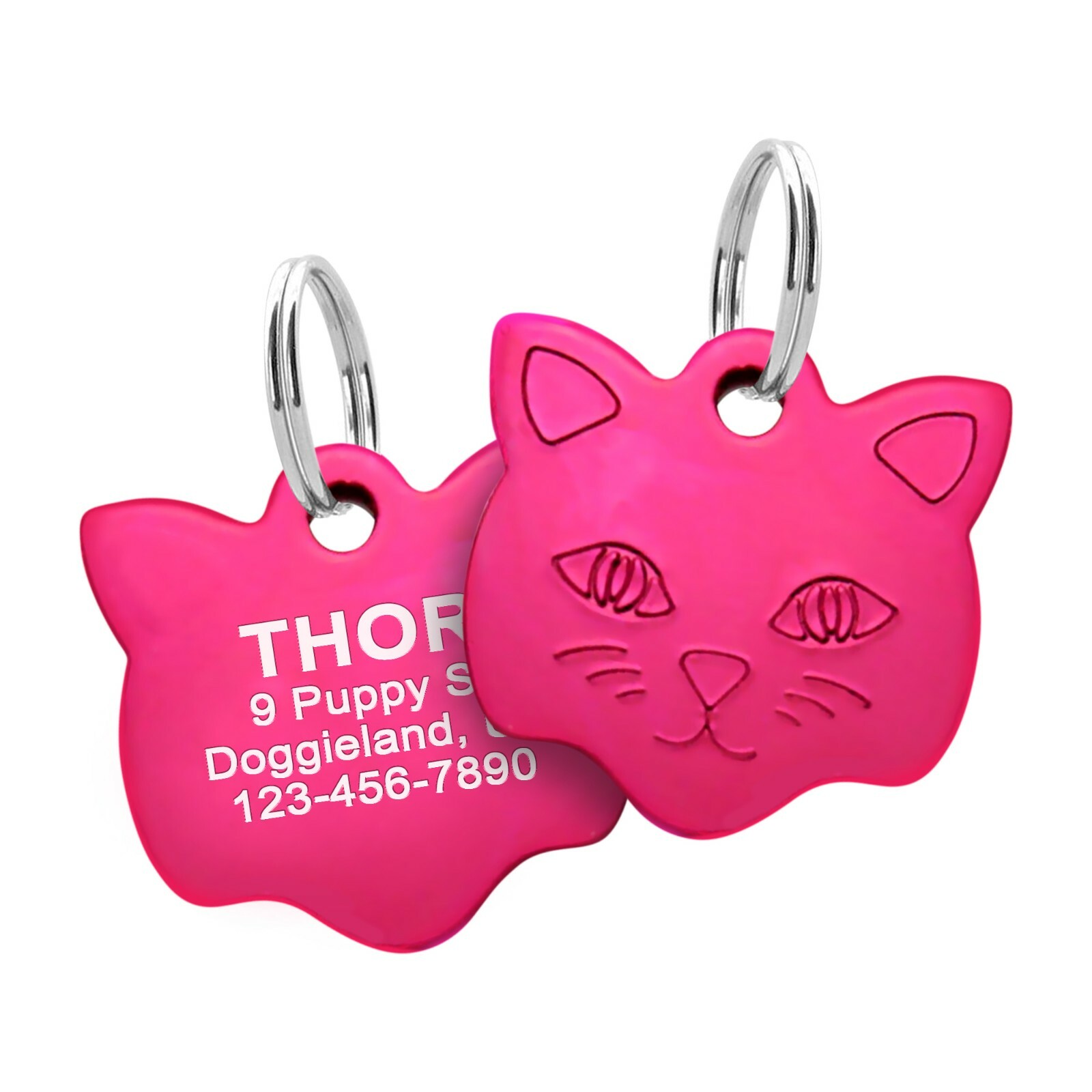 Custom Cat Tag ID Name Personalized Collar Engraved Funny Tag with Split Ring