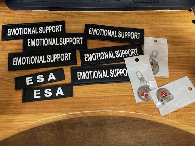 Lot of ESA Emotional Support Animal Stainless Steel Dog Pet ID Tags & Patches