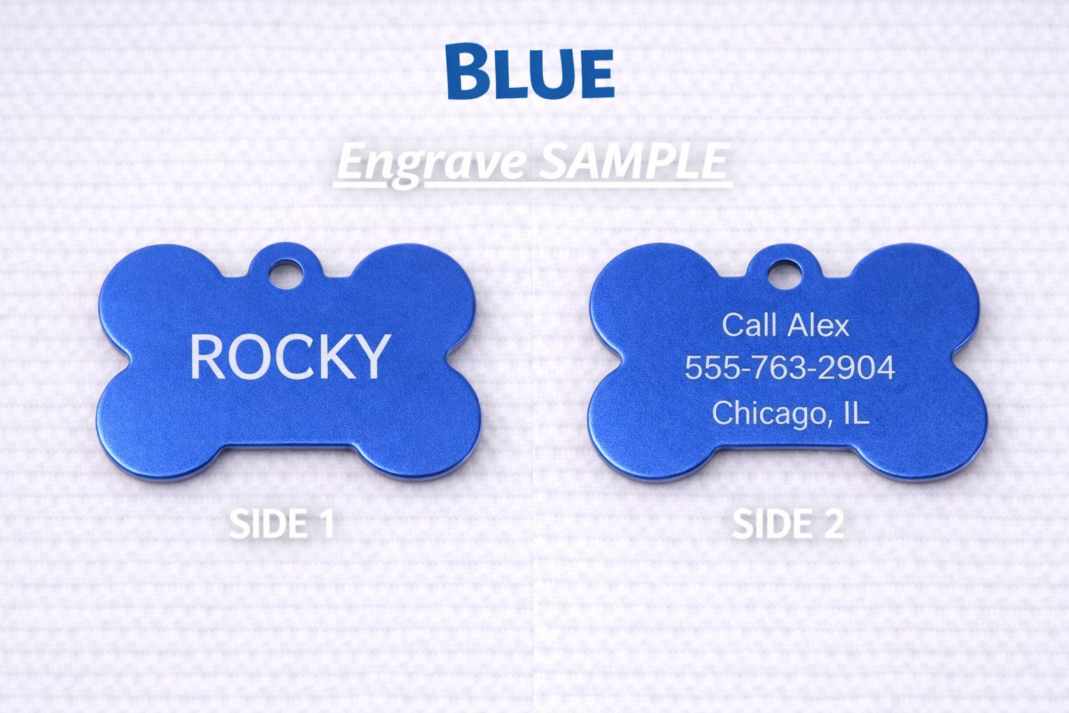 LASER ENGRAVED PERSONALIZED PET TAG ID DOG CAT NAME TAGS DOUBLE SIDE