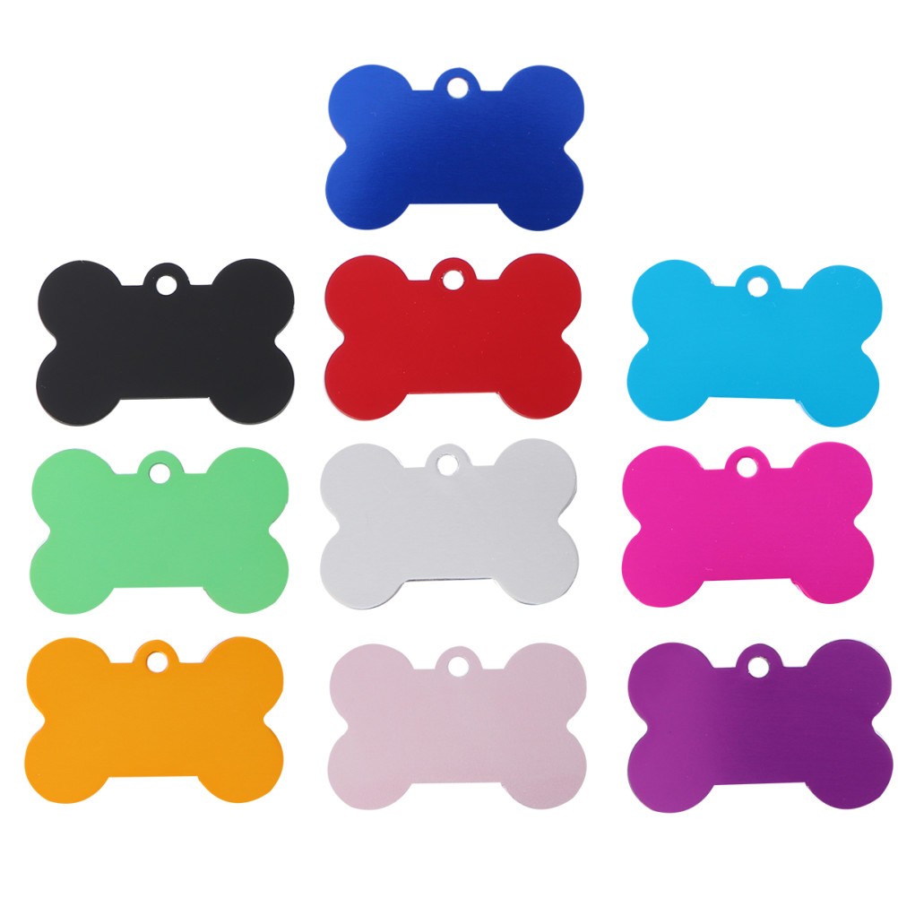 10Pcs Pet Id Tags Dog Tags Bone Design Aluminum Colors Durable Scratch Resistant