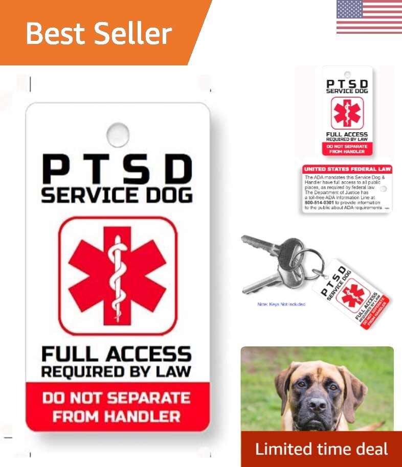 PVC PTSD Service Dogs Key or Collar Tag for ADA PTSD Service Animals PT21