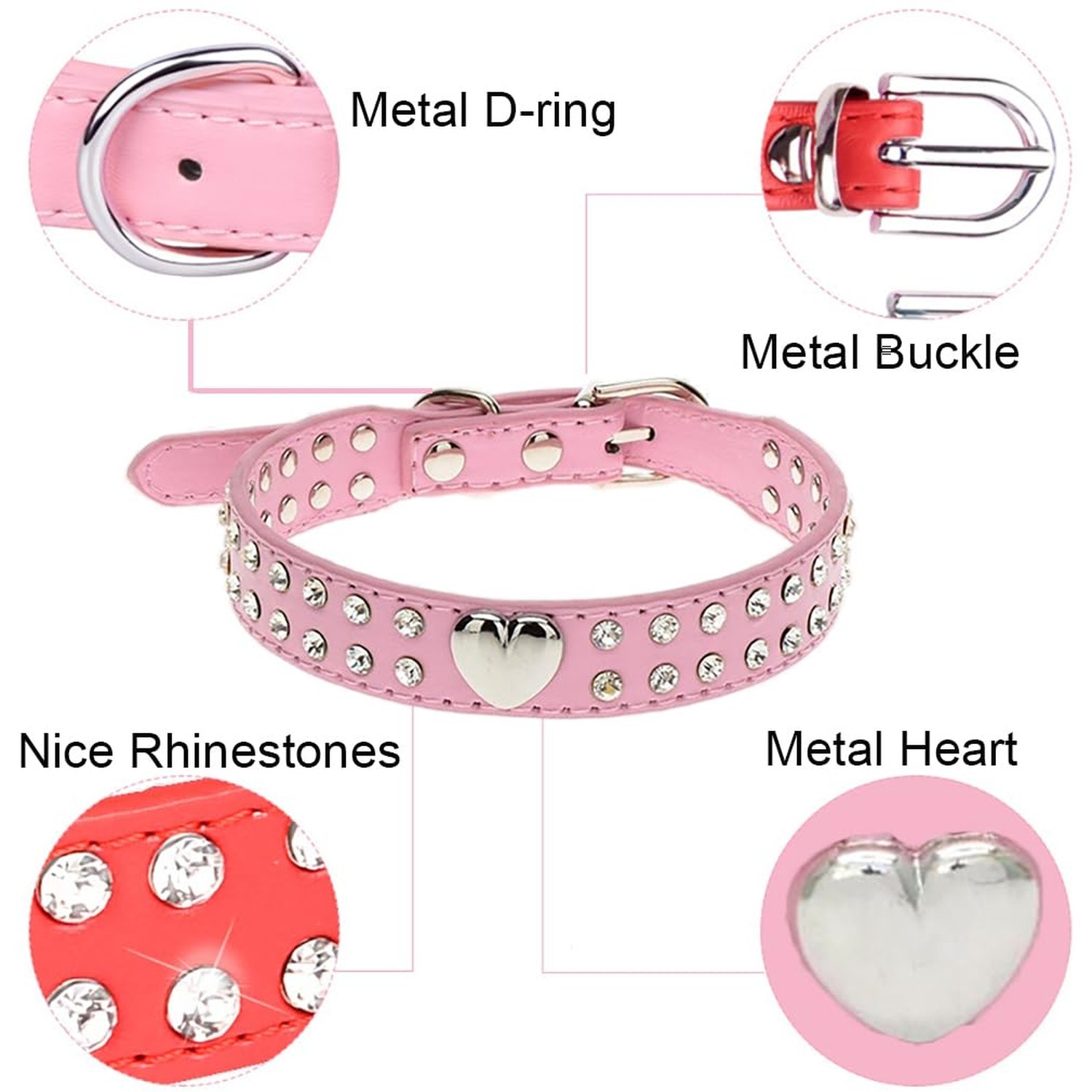 Black Bling Dog Collar XS, Heart Cat Collar Fancy Crystal Glitter Pretty Jewe…