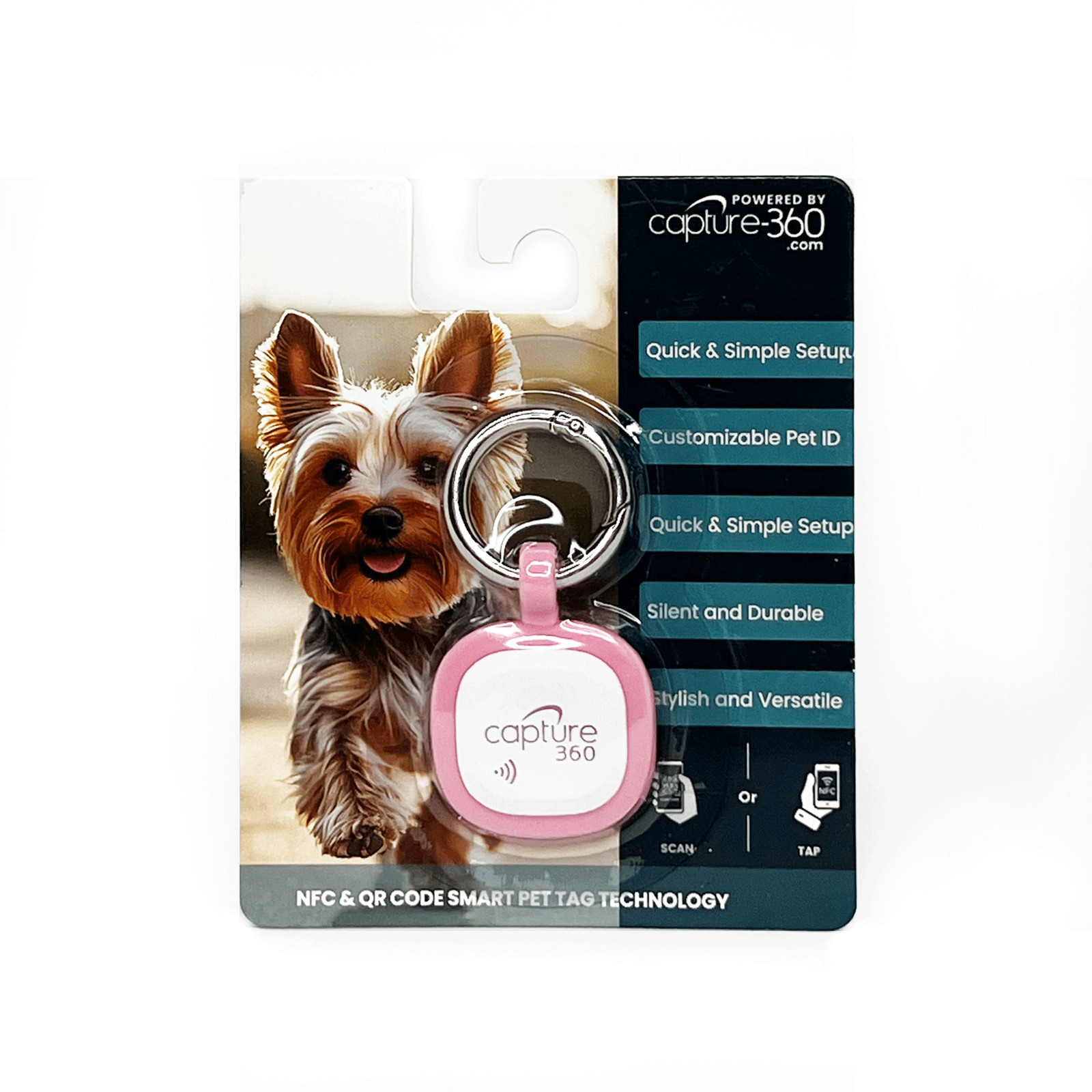 Capture 360 NFC / QR Code Smart Pet ID Tag – Silicone Tag for Dog & Cat