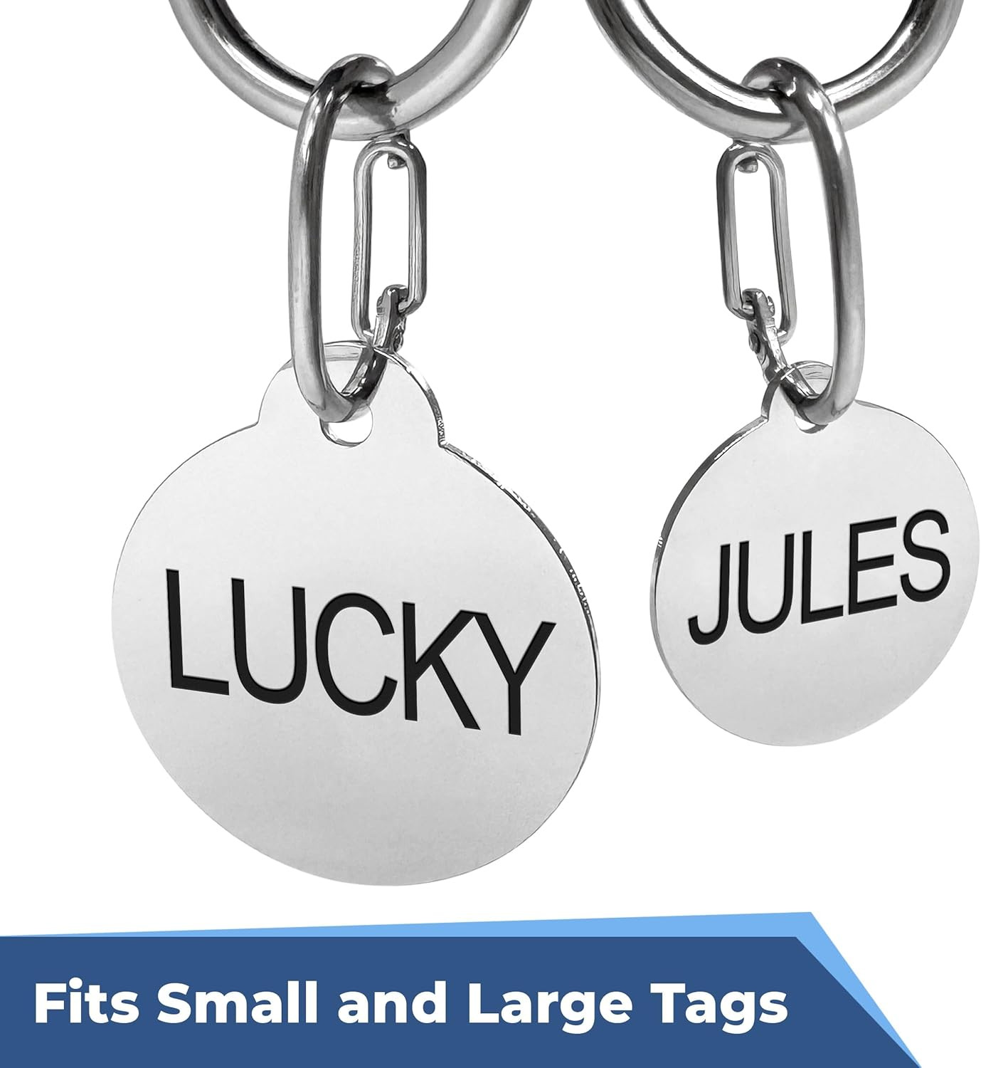 Pet Tag Carabiner, Stainless Steel Cat and Dog Tag Clip, Strong Durable Quick Co