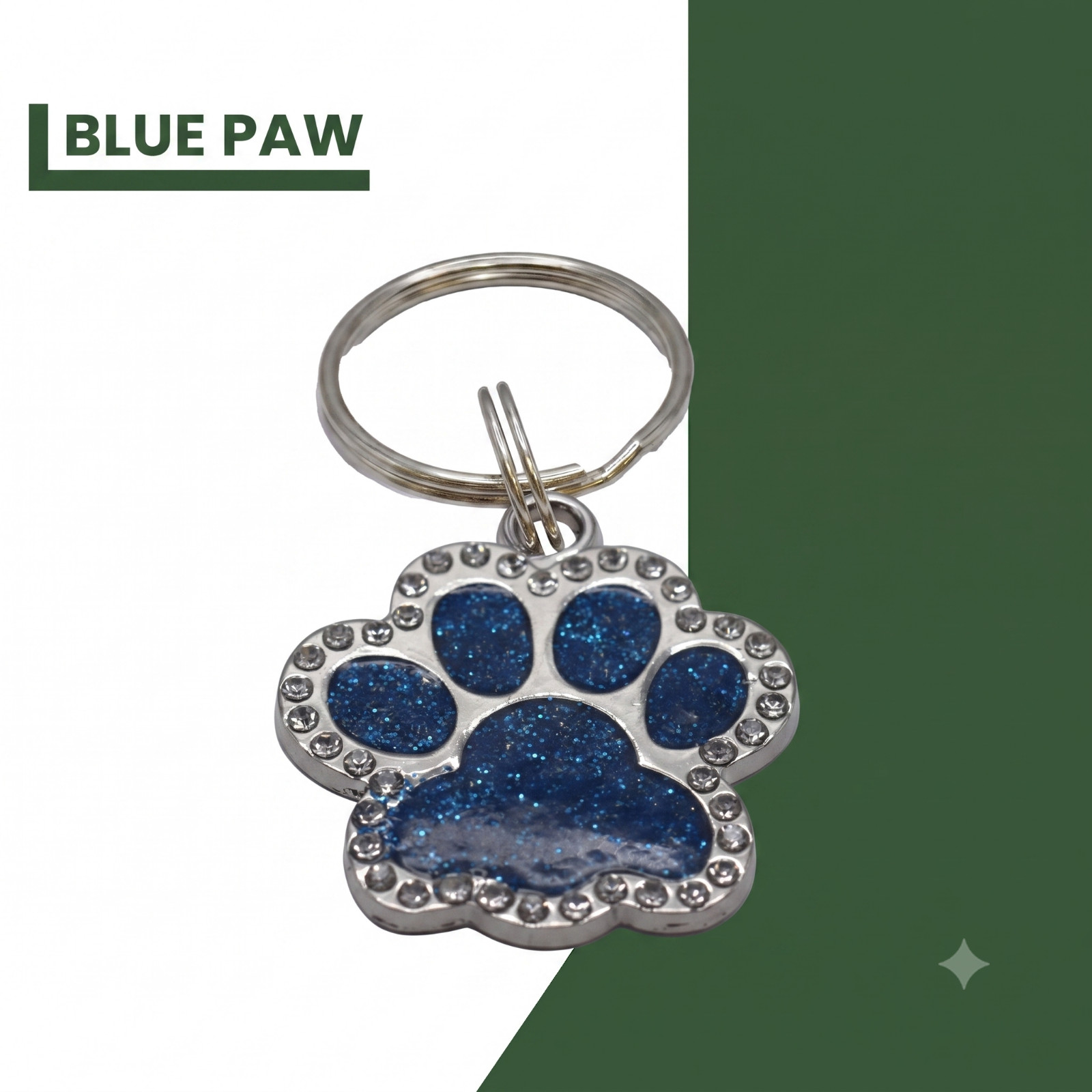 Bling Rhinestone Paw Pet ID Tag Glitter Crystal Custom Deep Engraved Dog Cat