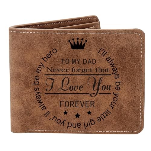 THTCSQ To My Dad Gifts,Leather Wallet for Men, Engraved Never forget DAD