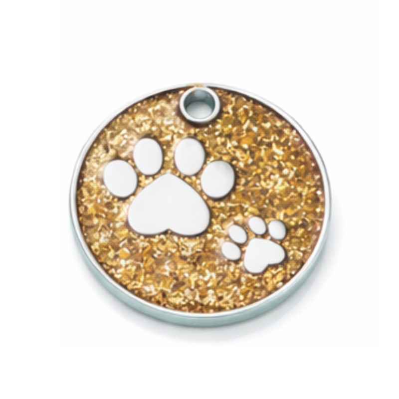 PET ID TAG CUSTOM ENGRAVED PERSONALIZED DOG CAT NAME TAGS Glitter PAW DOG TAG