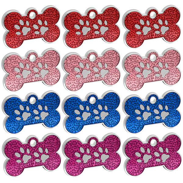 10/20pcs Dog Tags Bone Shape Personalized Custom Pet Name ID Address Paw Print