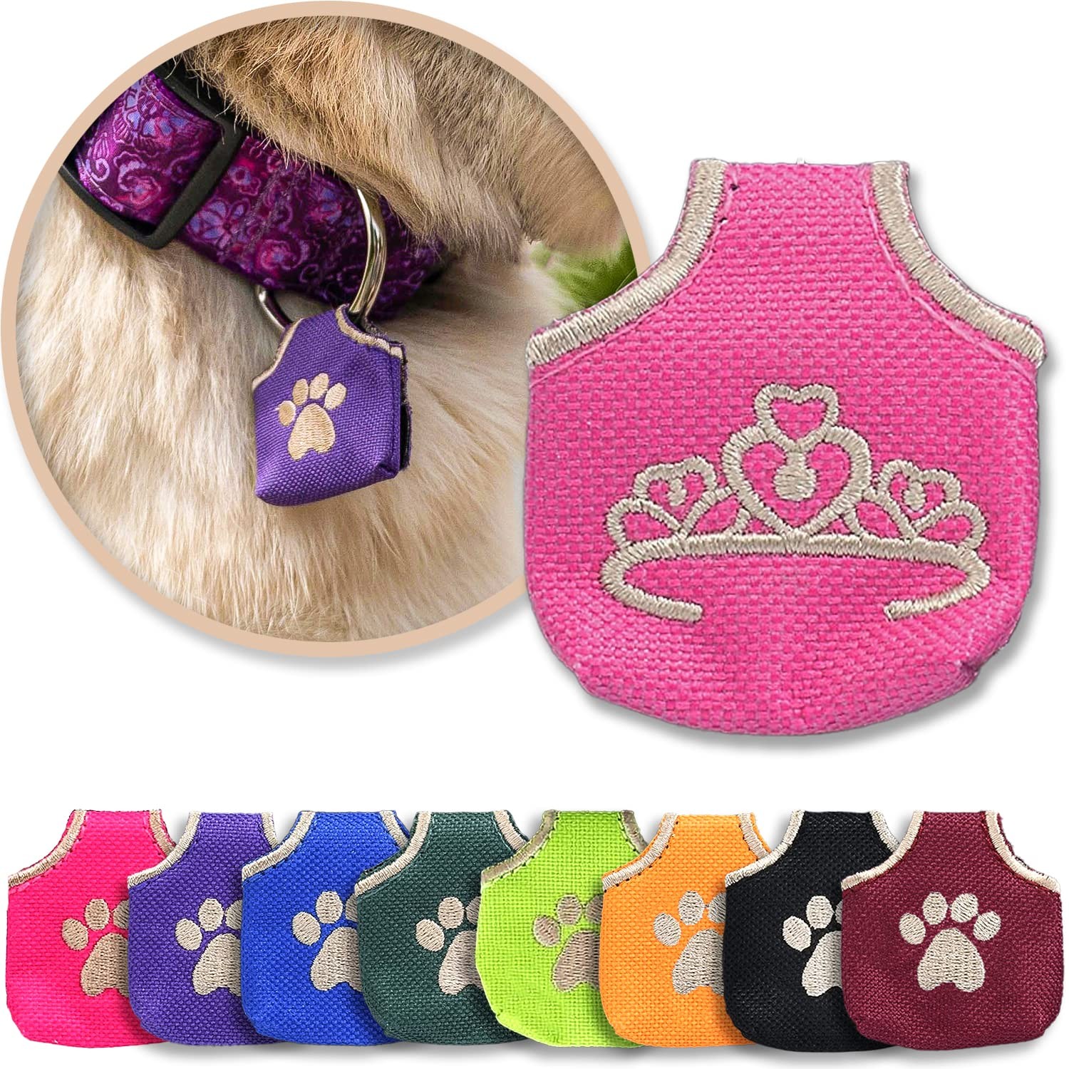 Dog Tag Silencer, Pink Princess – Quiet Noisy Pet Tags – Fits Up to Four Pet …