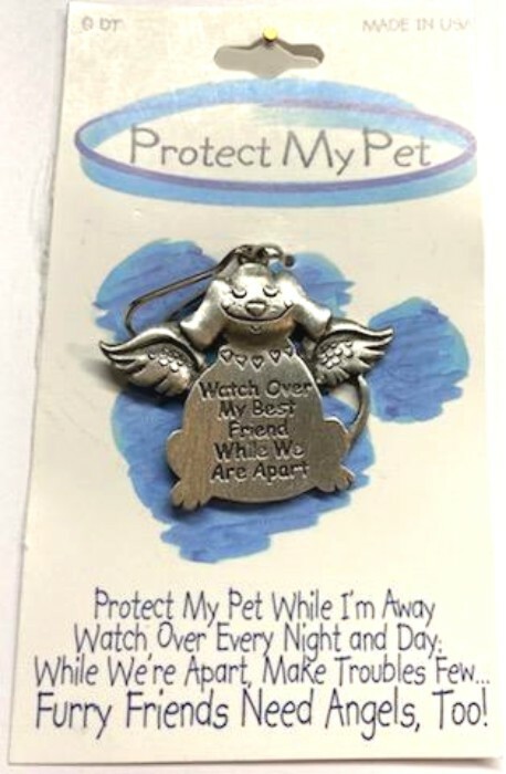 Dog Guardian Angel Collar Charm With Prayer Solid Pewter Made in USA by DT NEW
