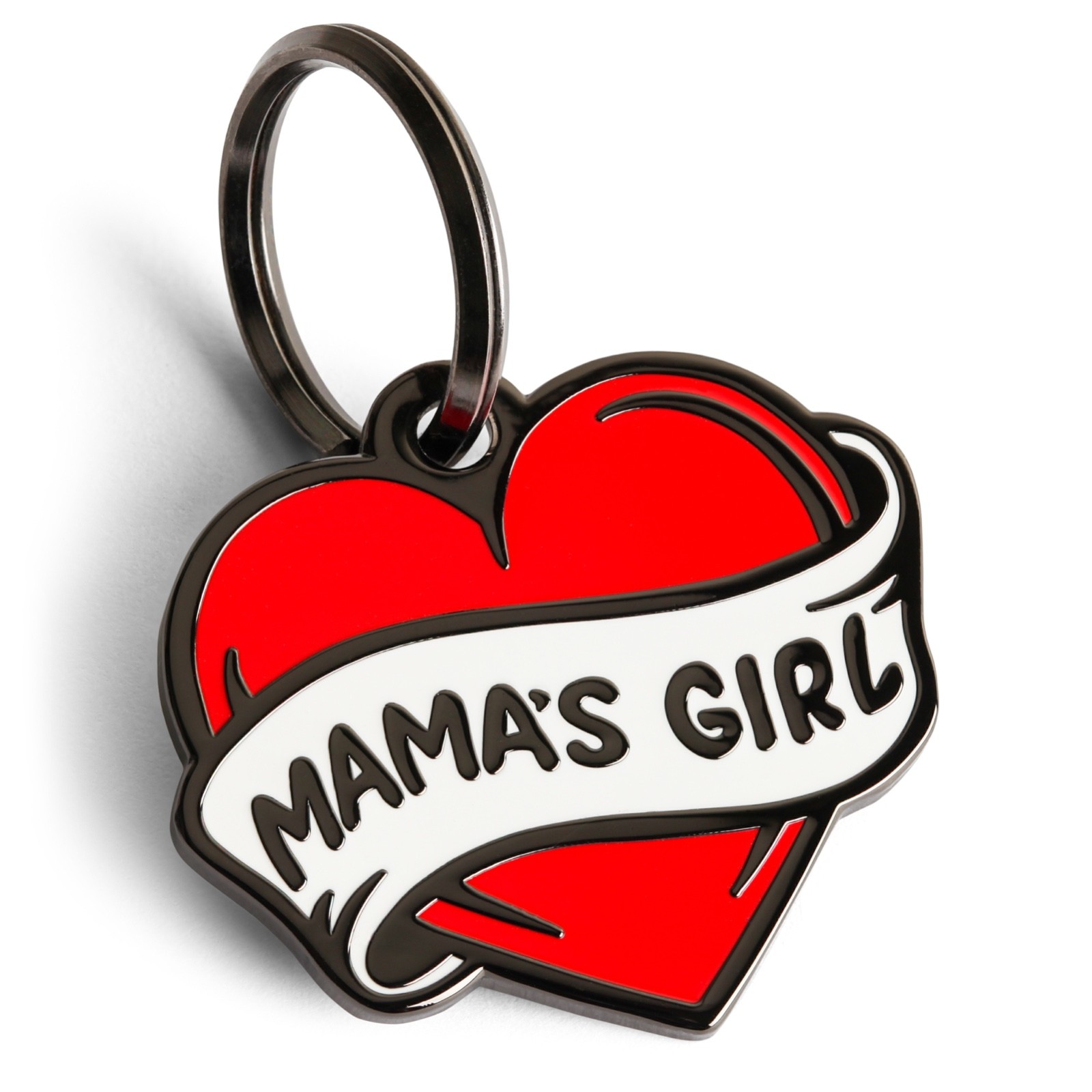 Mama’s Girl Dog Tag, Tattoo Red Heart Pet ID Tag, Dog Tags for Dogs, Funny Gift