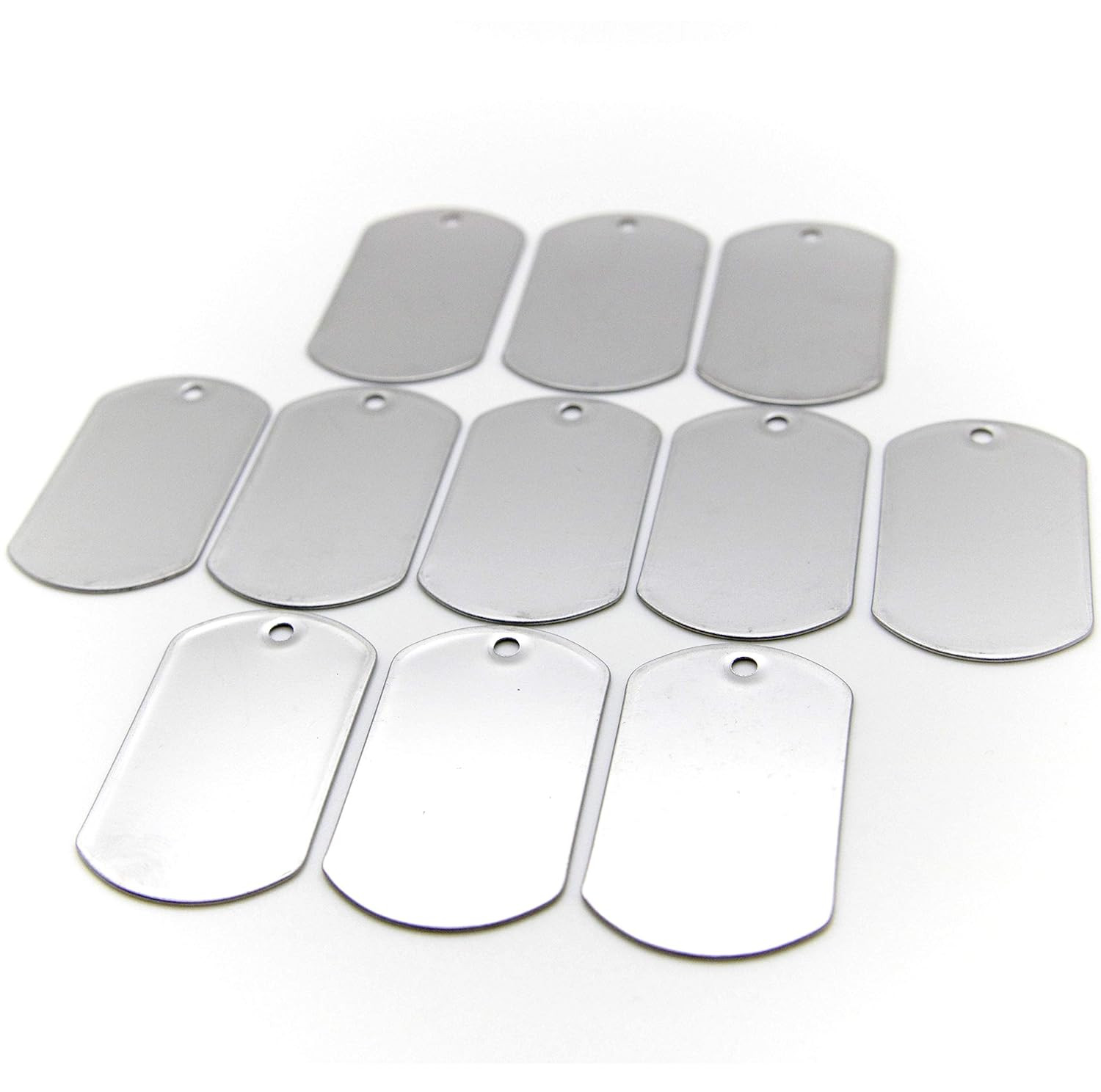 100 Blank Shiny Stainless Steel Dog Tags – Military Spec, Emboss-Ready, Engravin