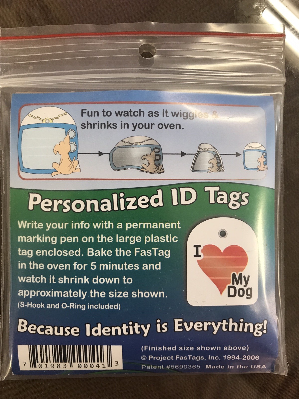 Collar Tags For Pets “I Love My Dog” FAST TAGS Shrink In The Oven