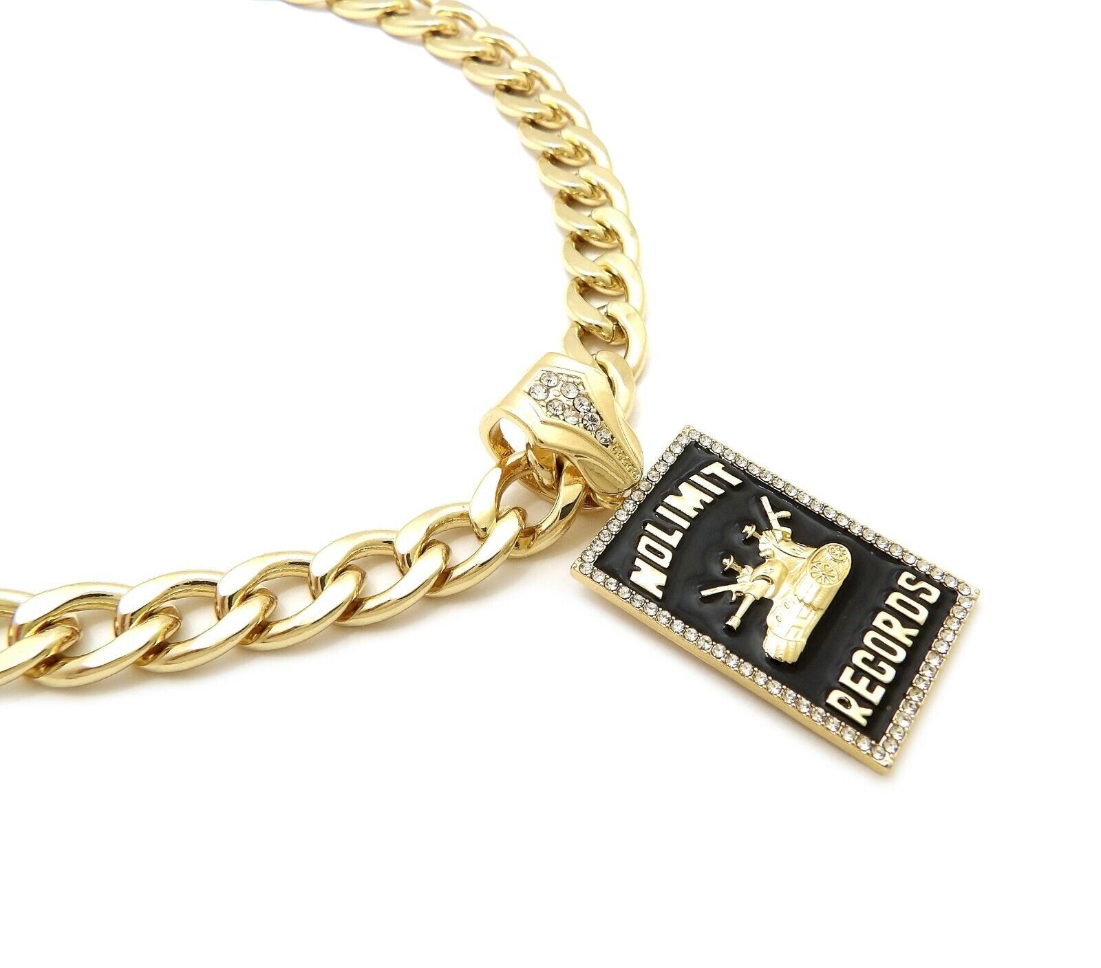 No Limit Records Charm Cuban Dog Cat Pet Puppy Gold Plated Collar Chain Necklace