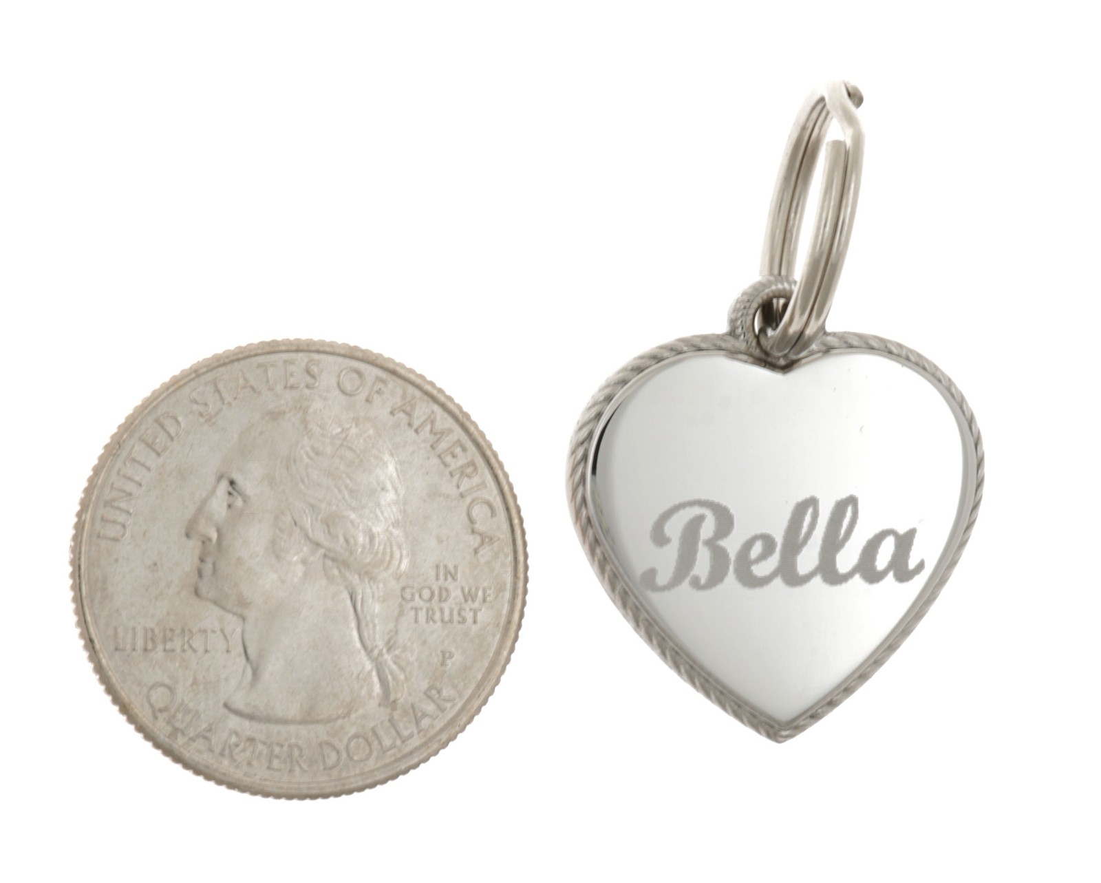 Custom Engraved Personalized Rope Style Heart Stainless Steel Pet Dog Cat ID Tag