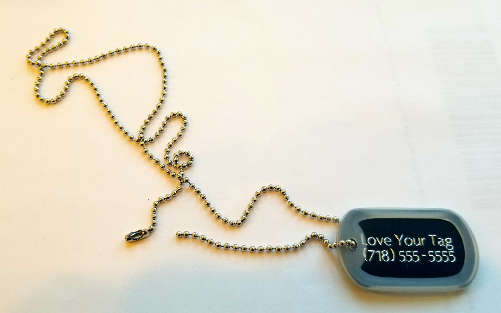 MILITARY STYLE DOG TAGS ID PET TAGS DIAMOND ENGRAVED w/ CHAIN , SILENCER COMBO