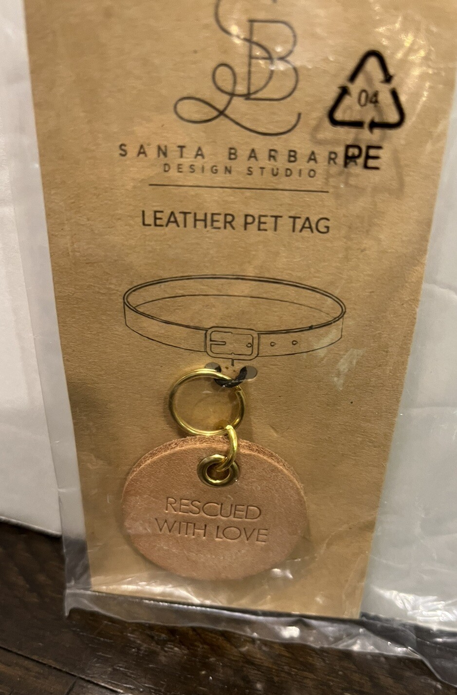 Rescued With Love Leather Pet Tag