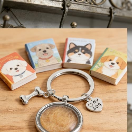 Dog Hair Keepsake Locket Keychain Memorial Stainless Steel