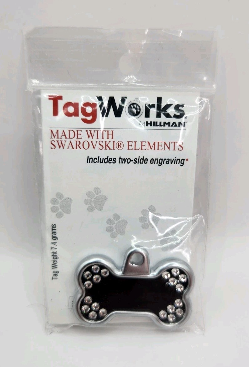 Dog Tag Works Custom Black Diamonds Engravable New Pet Collar Charm Keychain