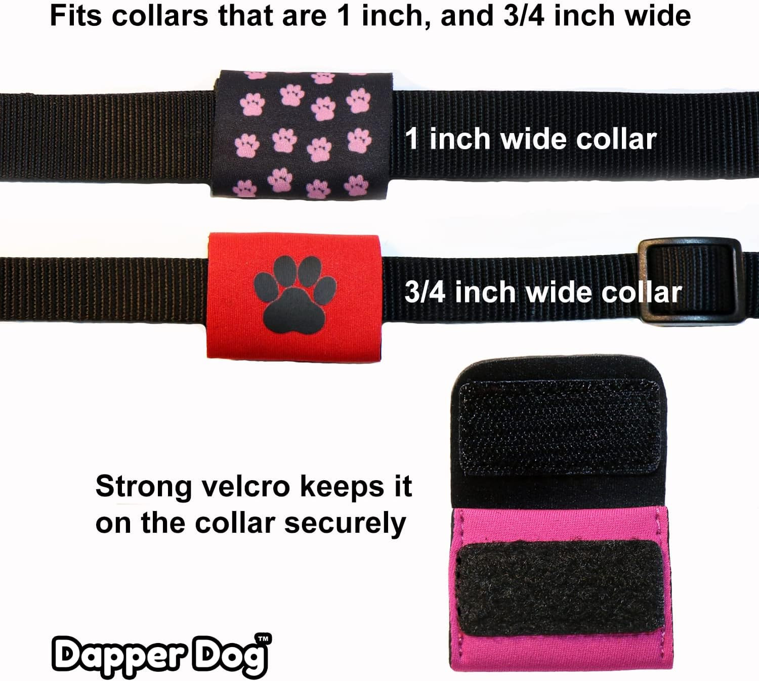 Dapper Dog Pet Tag Silencer and Airtag Holder (Black with Blue Paw)