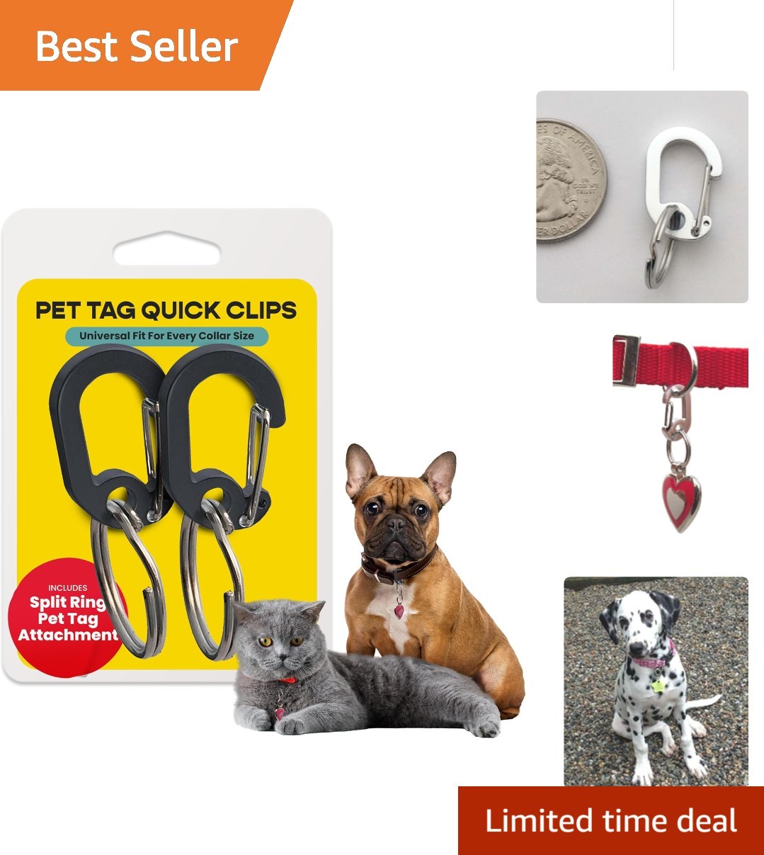 Klippy Pet Tag Clips – 2 Pack Lightweight Aluminum Tag Holders for Dogs & Cats