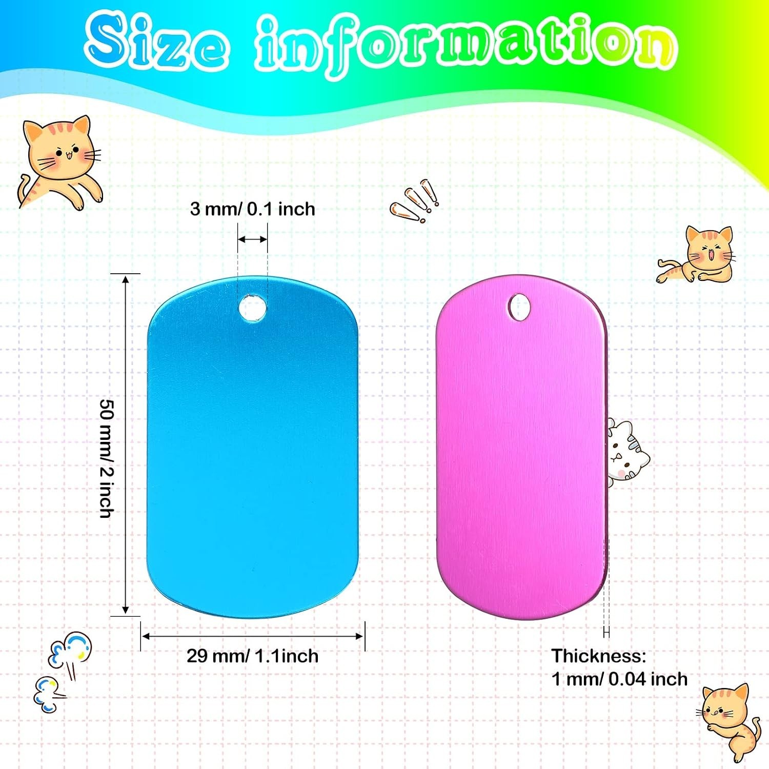 Metal Stamping Blanks, 300 Aluminum Dog Tags, Multicolor
