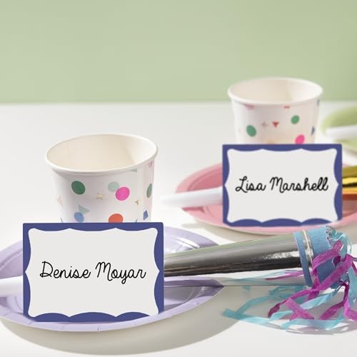 Avery Customizable Name Tags, 2-1/3″ x 3-3/8″, White Blue Border 100 badges